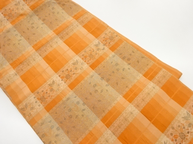 JAPANESE NAGOYA OBI / TSUMUGI / WOVEN FLORAL PLANTS